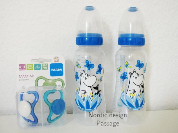 画像1: [日本未発売] AINU社とムーミンのコラボ おしゃぶり&哺乳瓶 set (1)