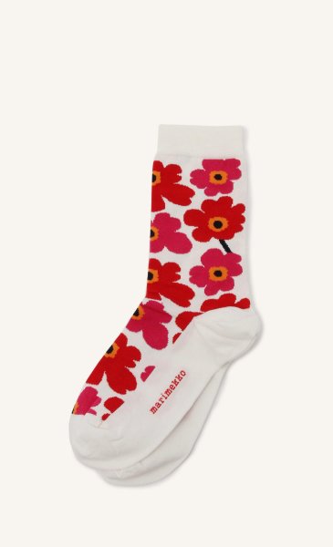 画像4: Marimekko マリメッコ UNIKKO ウニッコ ソックス HIETA red (4)