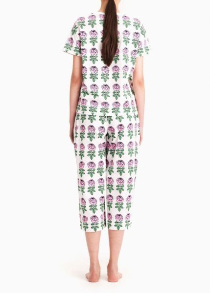 画像2: [日本未入荷] Marimekko マリメッコ Hilja ルームウエア white × rose × green (2)
