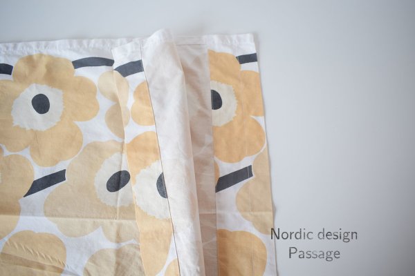 画像2: レア Marimekko マリメッコ ヴィンテージファブリック pieni unikko コットン生地 ベージュ (2)