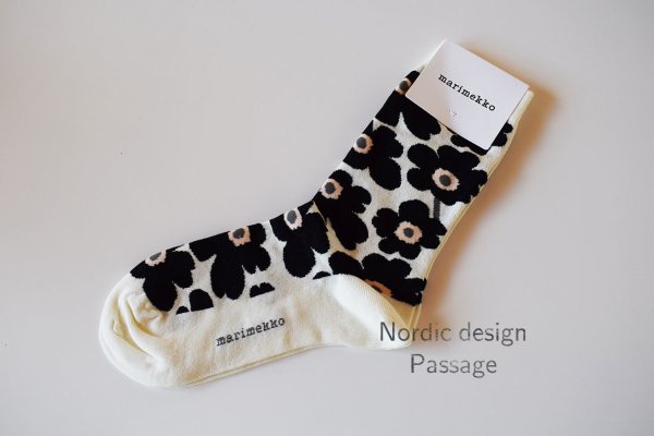 画像1: Marimekko マリメッコ UNIKKO ウニッコ ソックス HIETA Black (1)