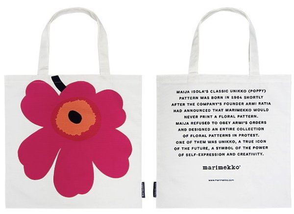 画像1: 日本発送　 Marimekko マリメッコ UNIKKO ウニッコ 50th Anniversary FABRIC BAG (1)